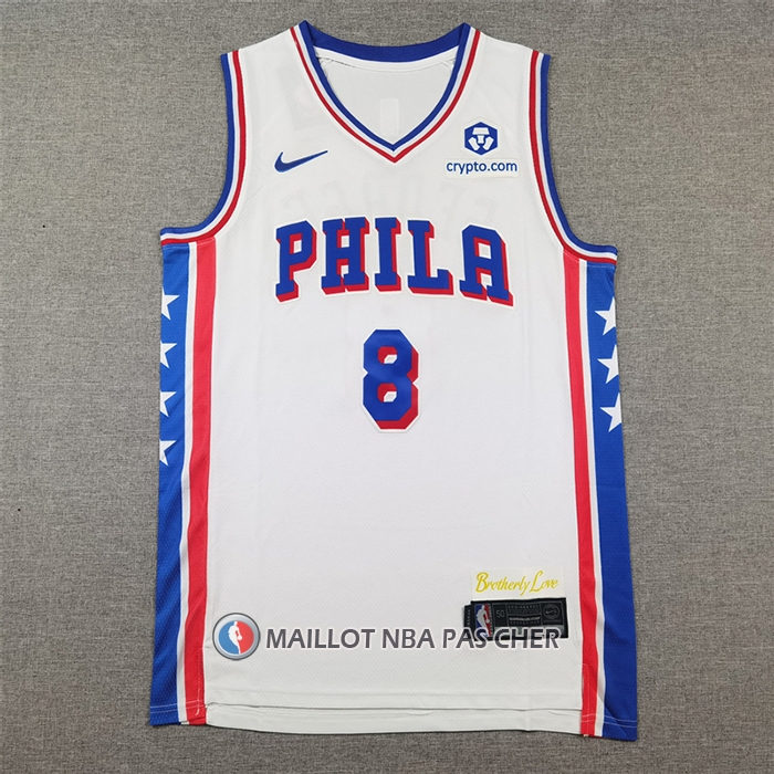 Maillot Philadelphia 76ers Paul George NO 8 Association 2024-25 Blanc